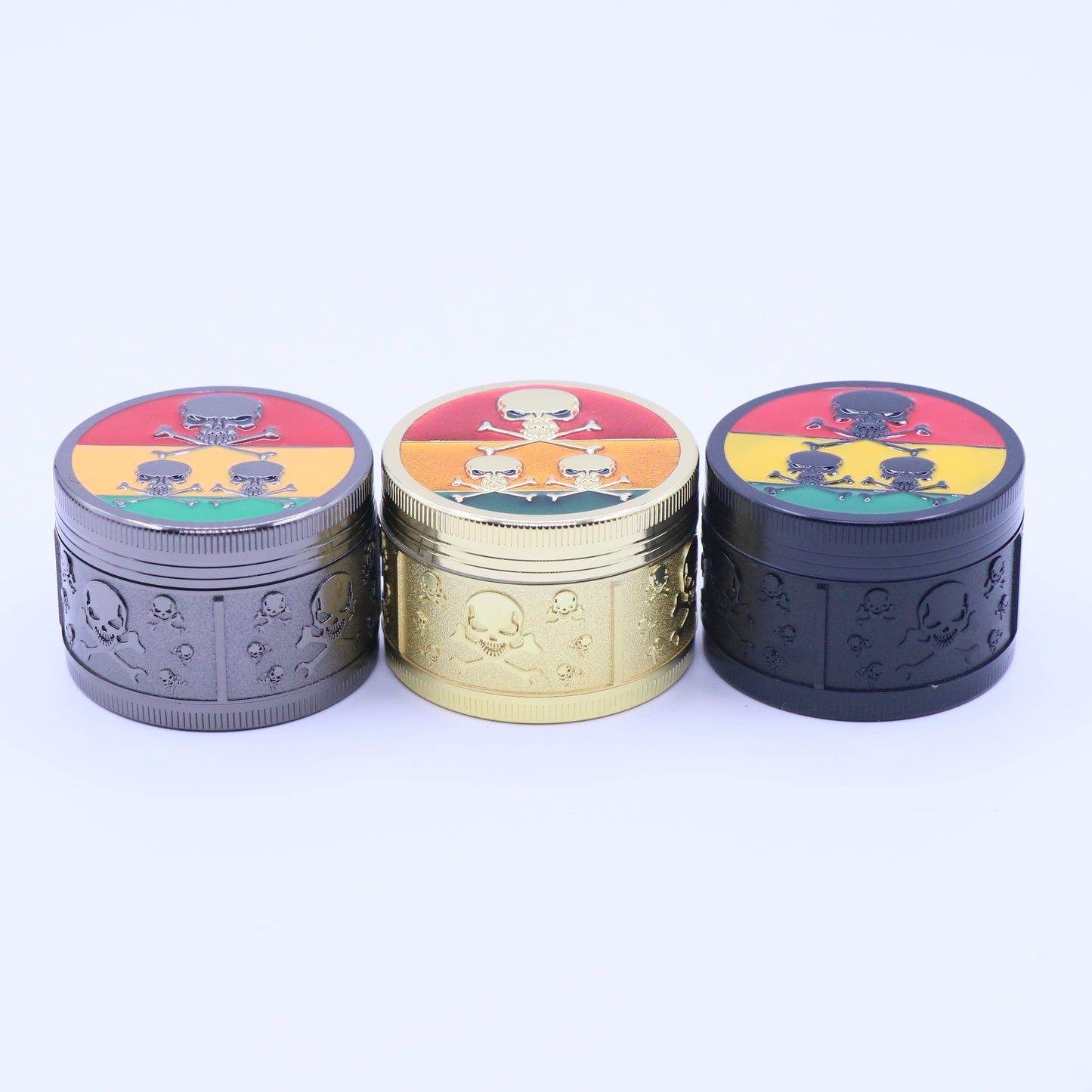 50mm Skullz Rasta 4-Part Metallic Grinder - Medium
