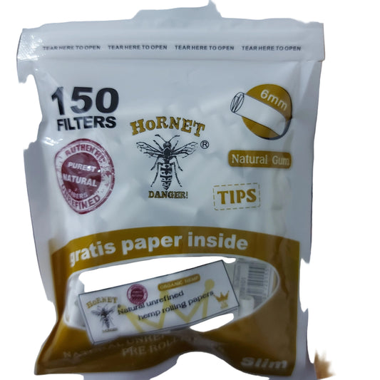Hornet Pre-Rolled Filter Tips White 6mm - Slim