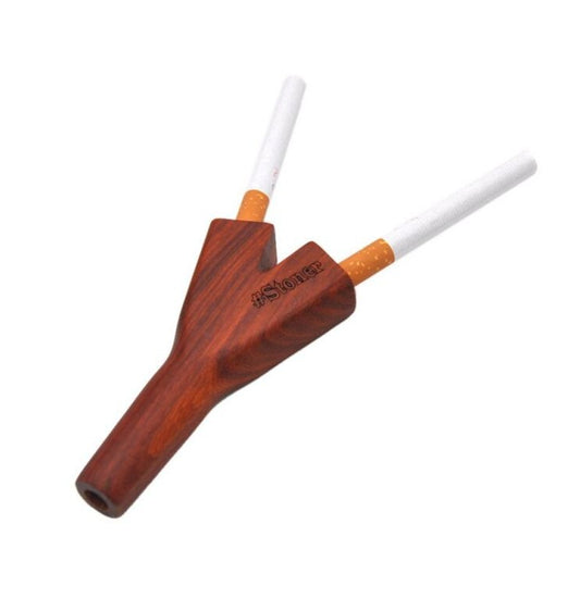 Double Barrel Joint Holder Wooden - Fancy Puffs Smoke Shop