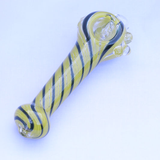 5" Black & Yellow Spiral Glass Pipe - Fancy Puffs Smoke Shop